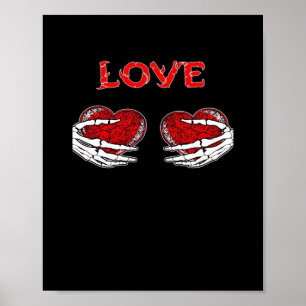 Skeleton Hands Heart Funny Design Poster