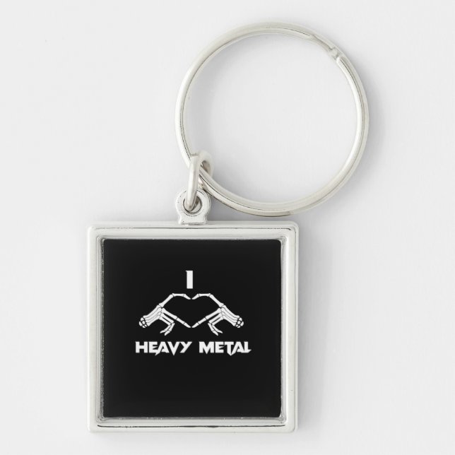Skeleton Hands Heart  - Funny Halloween Key Ring (Front)