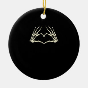 Skeleton Hands Heart Funny Halloween Men Women Kid Ceramic Ornament
