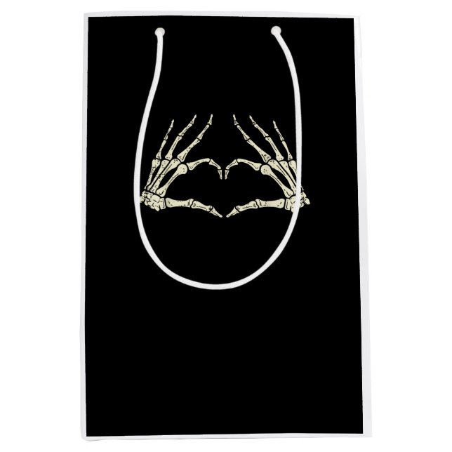 Skeleton Hands Heart Funny Halloween Men Women Kid Medium Gift Bag (Front)