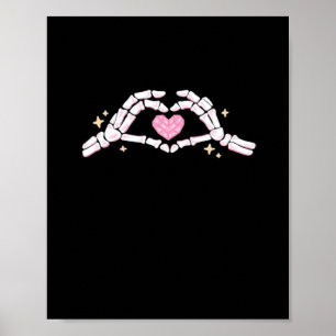 Skeleton Hands Heart Funny Poster