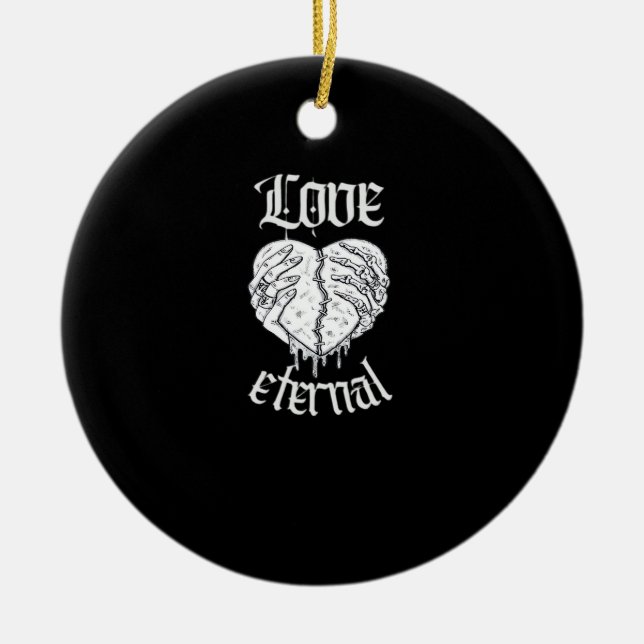 Skeleton Hands Heart Gothic Classic  Ceramic Ornament (Front)