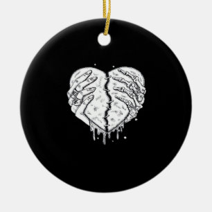 Skeleton Hands Heart– Gothic  Heart Classic Ceramic Ornament
