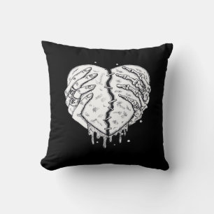 Skeleton Hands Heart– Gothic  Heart Classic Cushion
