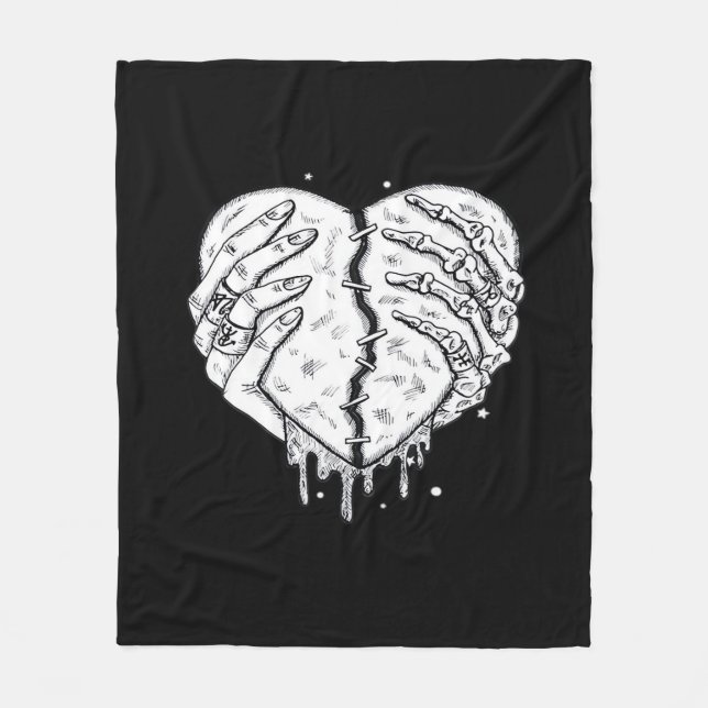 Skeleton Hands Heart– Gothic  Heart Classic Fleece Blanket (Front)