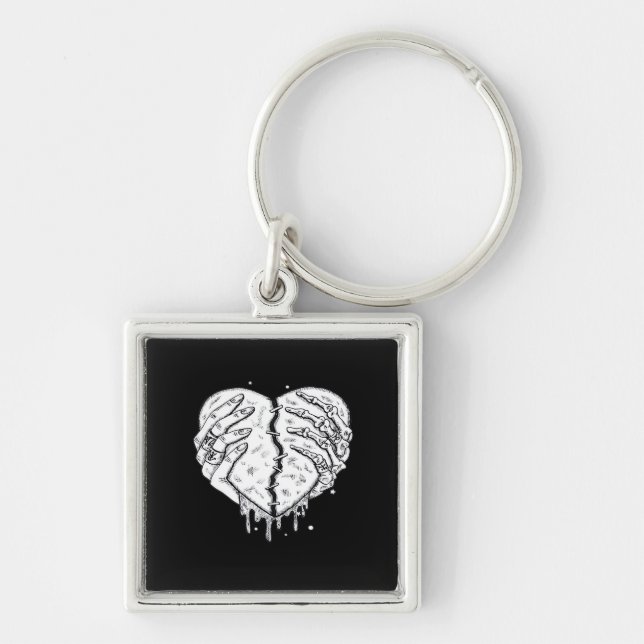 Skeleton Hands Heart– Gothic  Heart Classic Key Ring (Front)