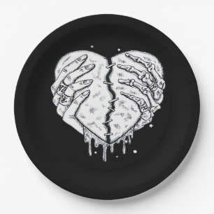 Skeleton Hands Heart– Gothic  Heart Classic Paper Plate