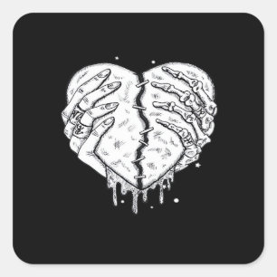 Skeleton Hands Heart– Gothic  Heart Classic Square Sticker