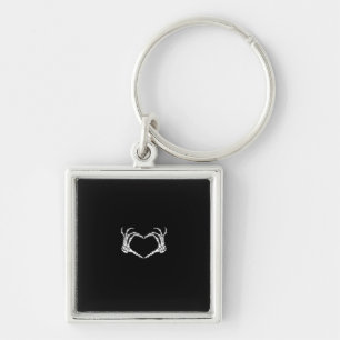 Skeleton Hands Heart Graphic Key Ring