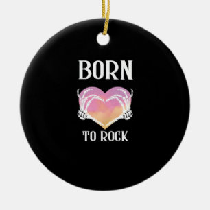 Skeleton Hands Heart Graphic Minimal Style Ceramic Ornament