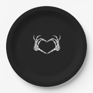 Skeleton Hands Heart Graphic Paper Plate