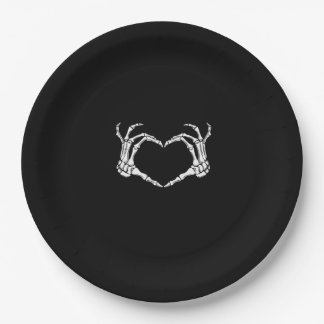 Skeleton Hands Heart Graphic Paper Plate