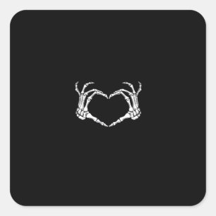 Skeleton Hands Heart Graphic Square Sticker