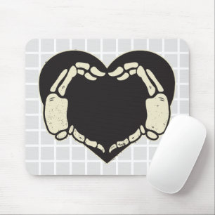 Skeleton Hands Heart Grid Mouse Pad