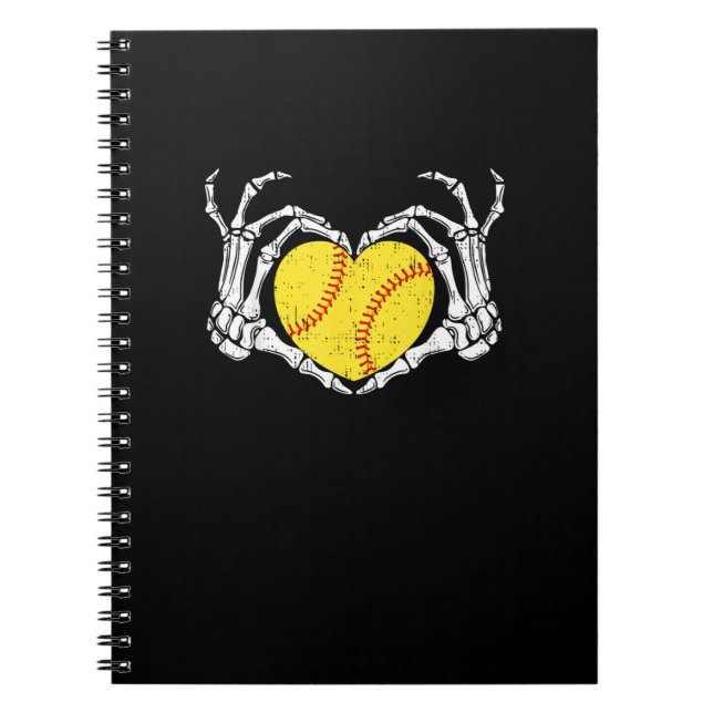 Skeleton Hands Heart Halloween Costume Softball Wo Notebook (Front)