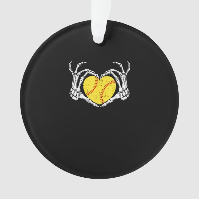 Skeleton Hands Heart Halloween Costume Softball Wo Ornament (Front)