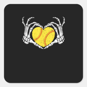 Skeleton Hands Heart Halloween Costume Softball Wo Square Sticker