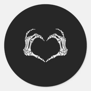 Skeleton Hands Heart Halloween Rock Costume Men Wo Classic Round Sticker