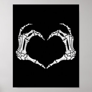 Skeleton Hands Heart Halloween Rock Costume Men Wo Poster