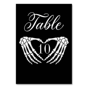 Skeleton Hands Heart Halloween Table Number Card
