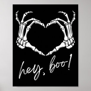 Skeleton Hands Heart Hey Boo Funny Halloween Men W Poster