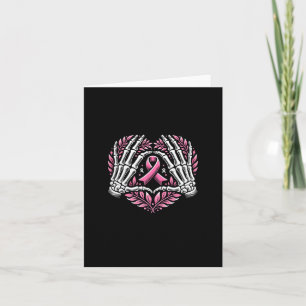 Skeleton Hands Heart Pink Ribbon Breast Cancer Awa Card