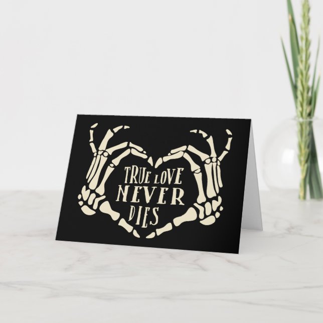 Skeleton Hands Heart Shape Custom Wedding Card (Front)