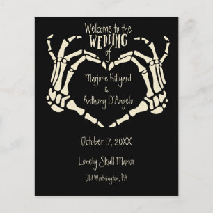 Skeleton Hands Heart Shape Custom Wedding Program