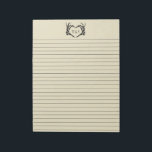 Skeleton Hands Heart Shape Custom Writing Paper Notepad<br><div class="desc">This personalised pad of writing paper features an illustration at the top of a pair of skeleton hands in a heart shape framing the initials of you and your significant other. The graphic and text are black set against a cream coloured background. This paper has ruled lines for writing your...</div>