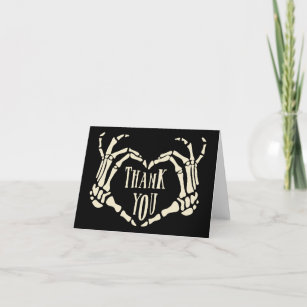 Skeleton Hands Heart Shape Goth Wedding Thank You Card