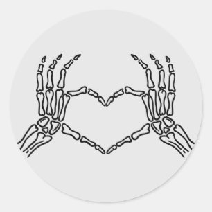 Skeleton Hands Heart Shape Sticker