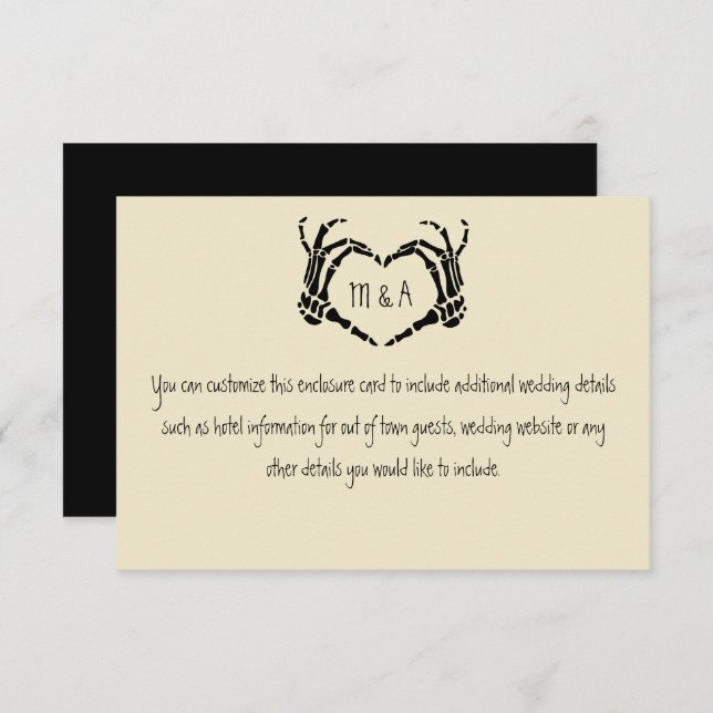 Skeleton Hands Heart Shape Wedding Enclosure Card (Front/Back)