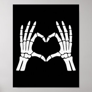 Skeleton Hands Heart Shirt Men Women Kids Hallowee Poster
