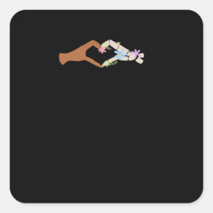 Skeleton Hands Heart Show Basic Square Sticker