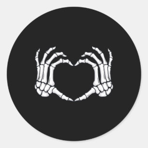 Skeleton Hands Heart Sign Bones Fun Halloween Classic Round Sticker