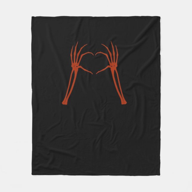 Skeleton Hands Heart Sign Costume Funny Halloween  Fleece Blanket (Front)
