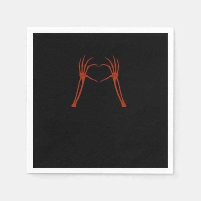 Skeleton Hands Heart Sign Costume Funny Halloween  Napkin (Front)