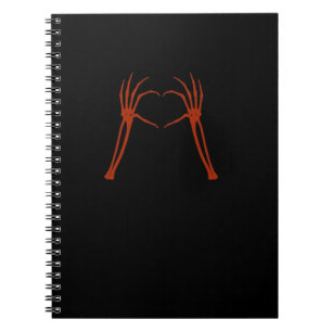 Skeleton Hands Heart Sign Costume Funny Halloween Notebook