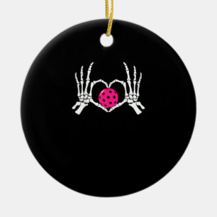 Skeleton Hands Heart Sign Funny Pickle Valentine's Ceramic Ornament