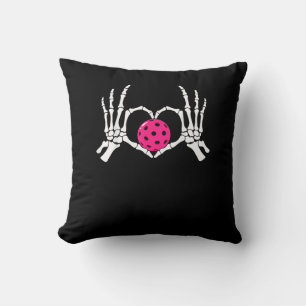 Skeleton Hands Heart Sign Funny Pickle Valentine's Cushion
