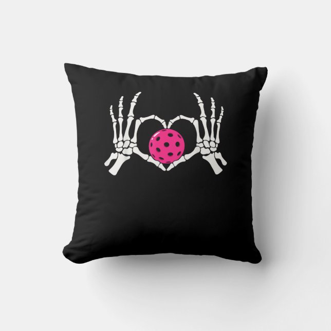 Skeleton Hands Heart Sign Funny Pickle Valentine's Cushion (Front)