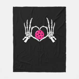 Skeleton Hands Heart Sign Funny Pickle Valentine's Fleece Blanket