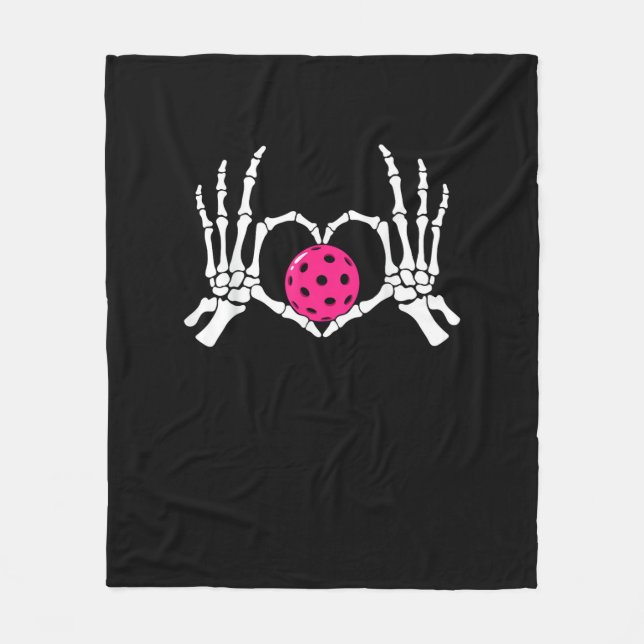 Skeleton Hands Heart Sign Funny Pickle Valentine's Fleece Blanket (Front)