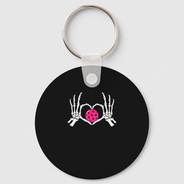 Skeleton Hands Heart Sign Funny Pickle Valentine's Key Ring (Front)