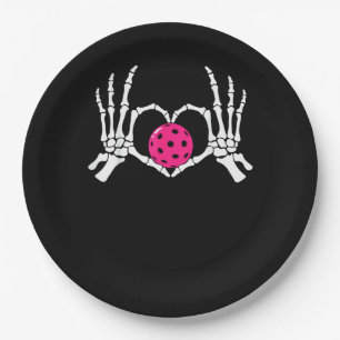 Skeleton Hands Heart Sign Funny Pickle Valentine's Paper Plate