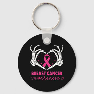 Skeleton Hands Heart Sign Halloween Breast Cancer Key Ring
