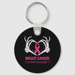 Skeleton Hands Heart Sign Halloween Breast Cancer Key Ring