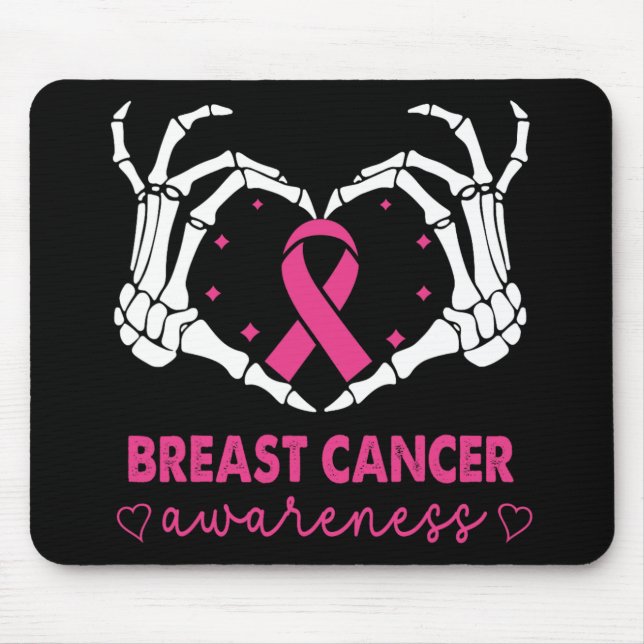 Skeleton Hands Heart Sign Halloween Breast Cancer  Mouse Pad (Front)