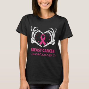 Skeleton Hands Heart Sign Halloween Breast Cancer  T-Shirt