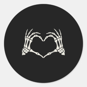 Skeleton Hands Heart Sign Halloween Classic Round Sticker